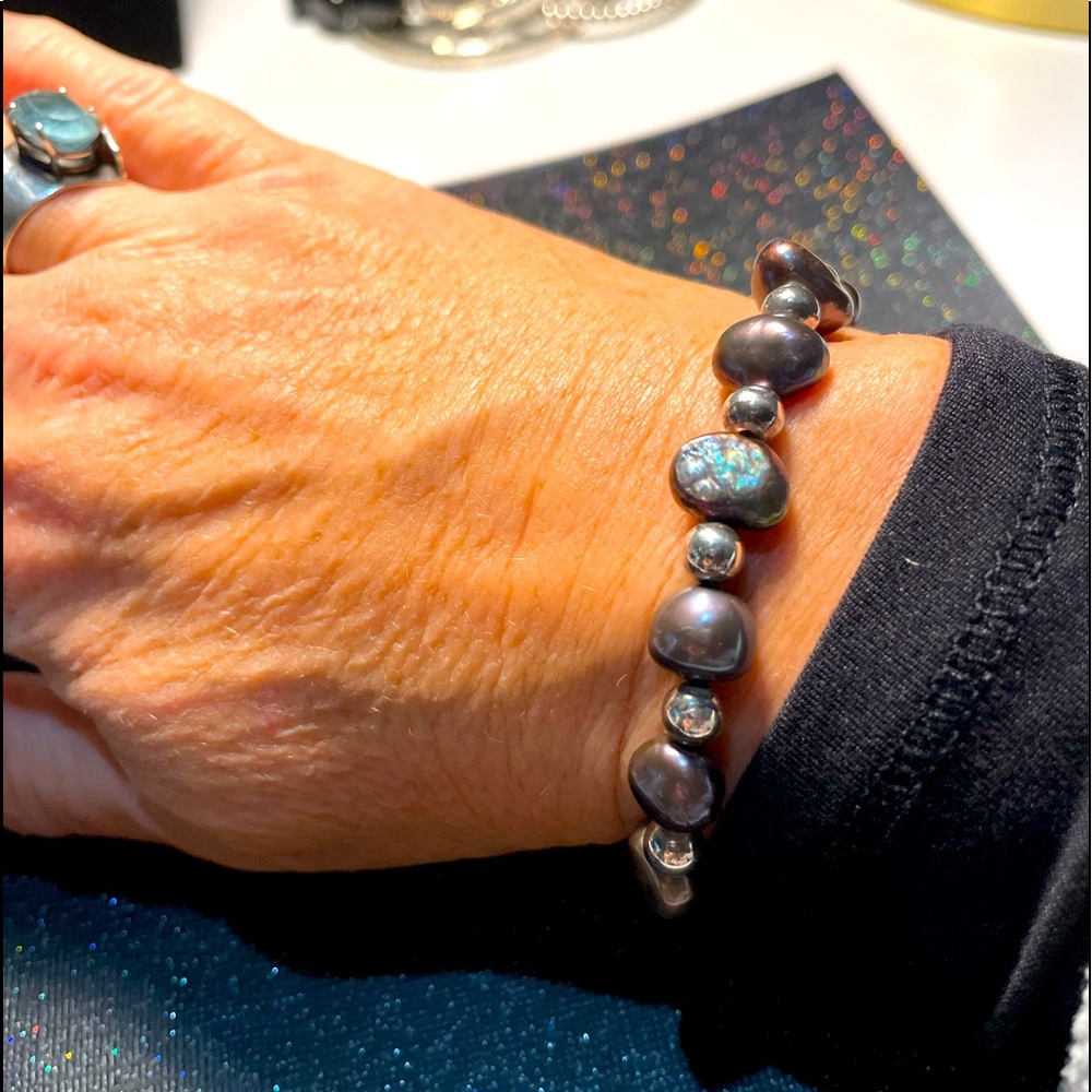 Silpada Black Pearl & Silver Bracelet